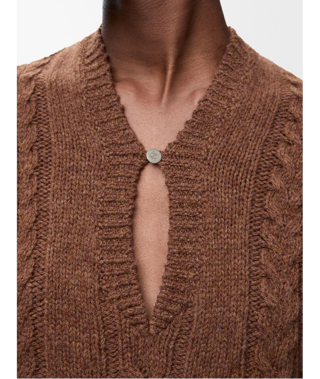 LOEWE Коричневый шерстяной джемпер / свитер, фото 4