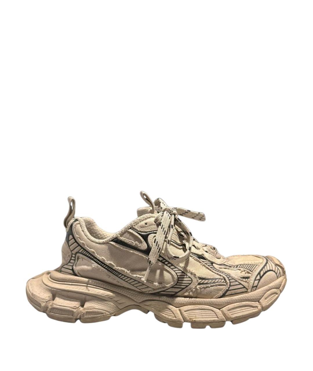 BALENCIAGA Бежевые текстильные низкие кроссовки / кеды, фото 1