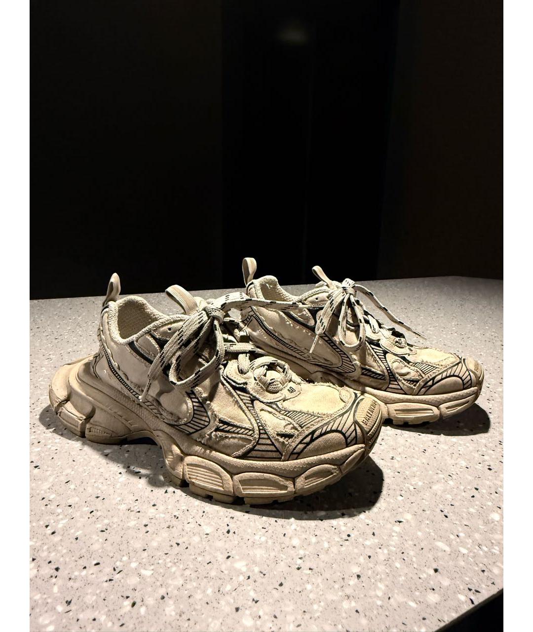 BALENCIAGA Бежевые текстильные низкие кроссовки / кеды, фото 5