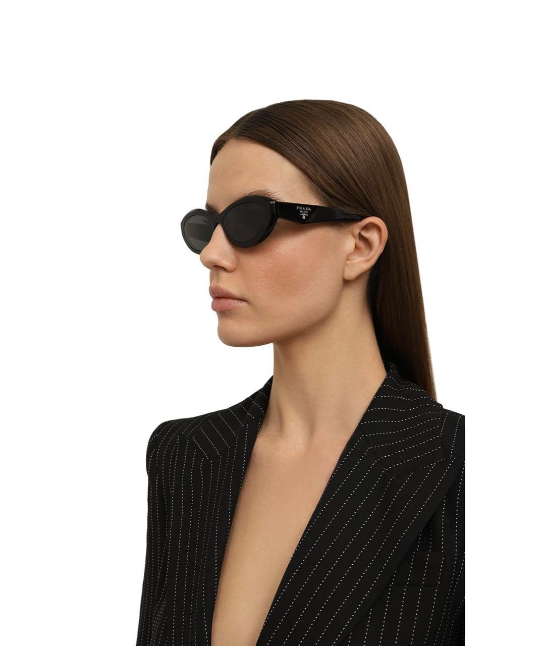PRADA Черные пластиковые солнцезащитные очки, фото 5