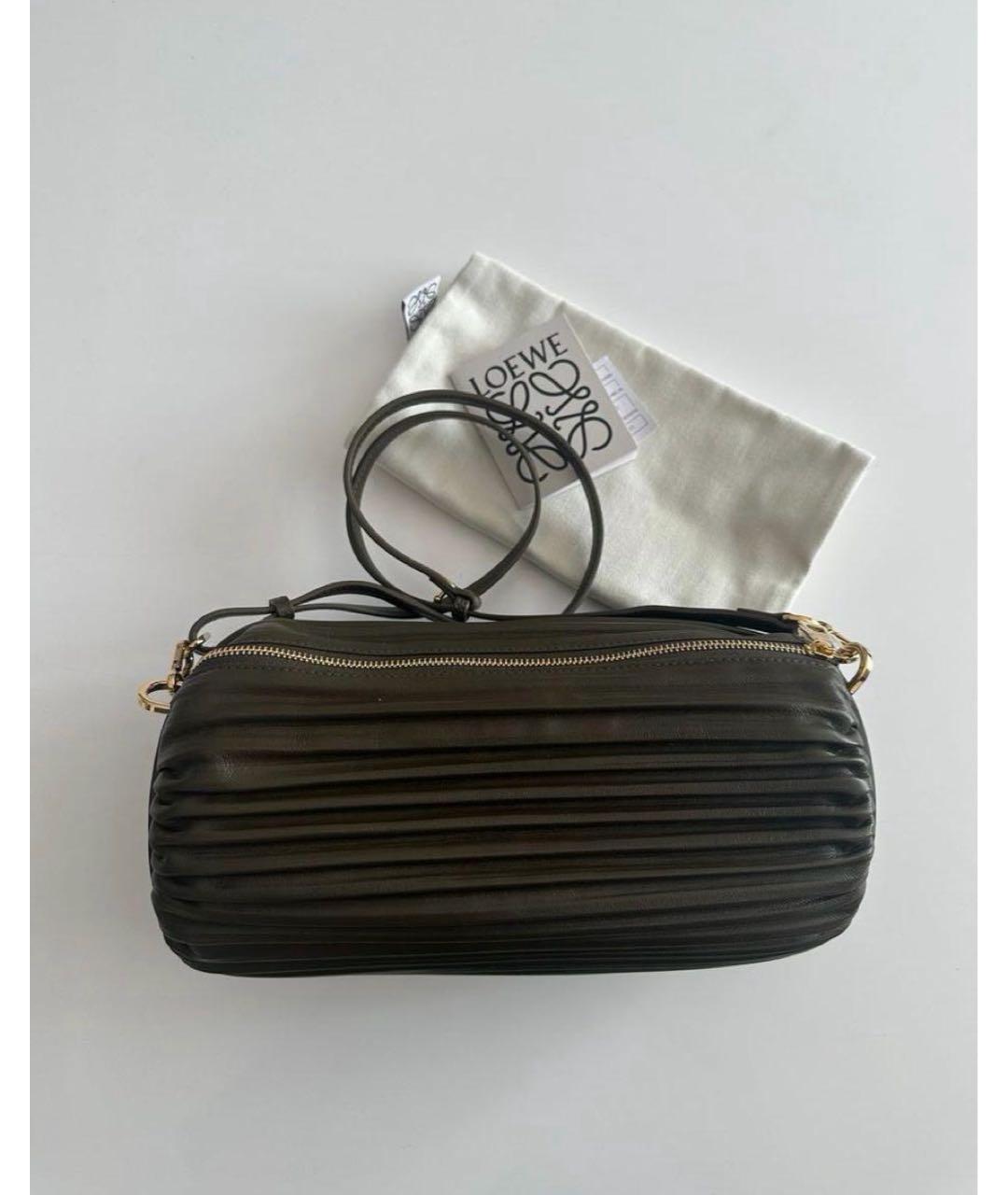 LOEWE Хаки кожаная сумка через плечо, фото 4