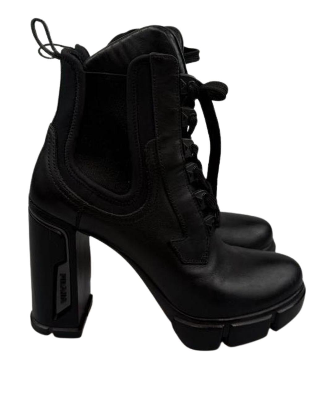 PRADA Черные кожаные ботильоны, фото 1