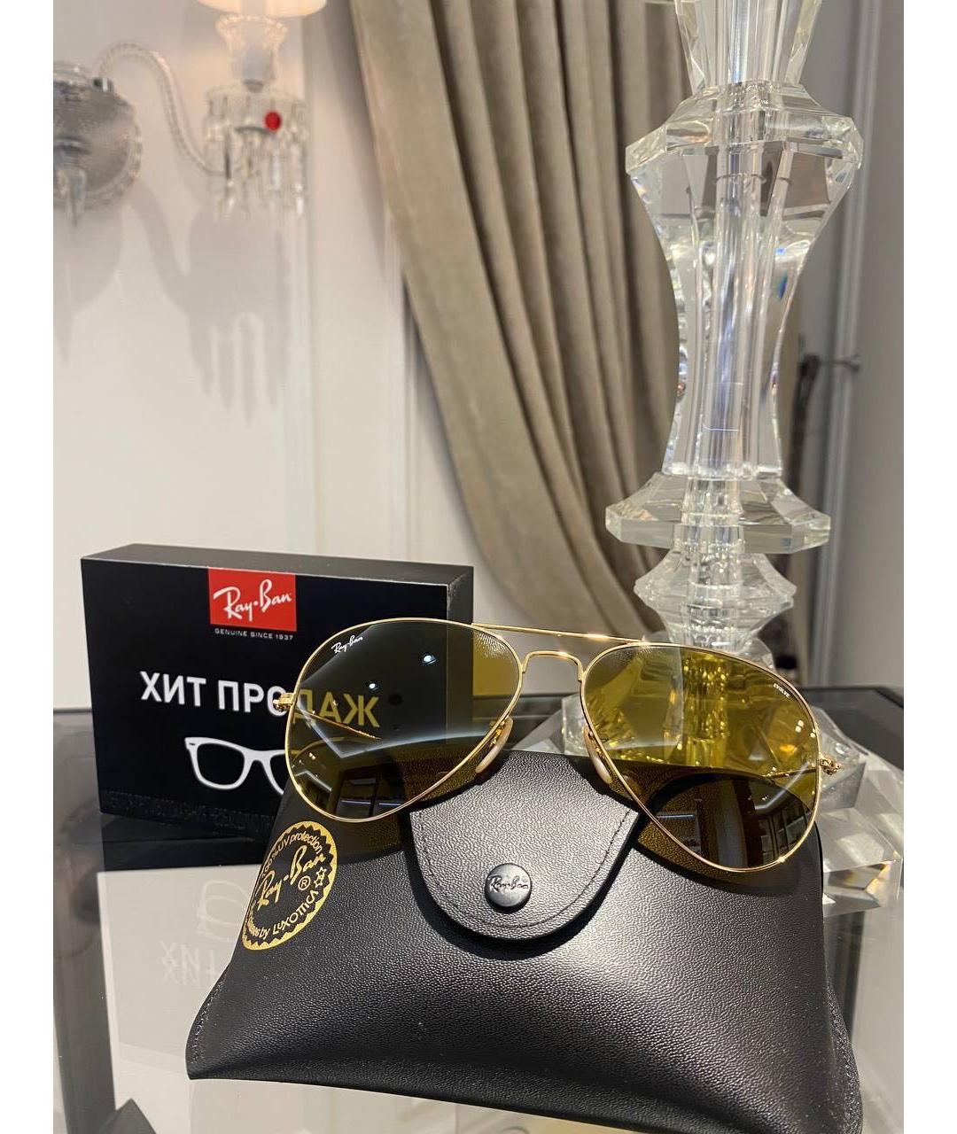 RAY BAN Золотые солнцезащитные очки, фото 2