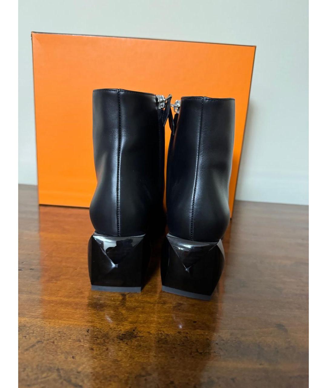HERMES Черные кожаные ботильоны, фото 3