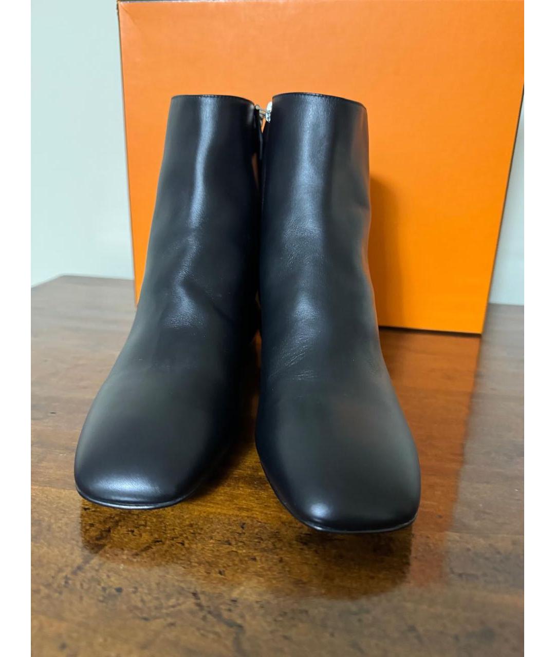 HERMES Черные кожаные ботильоны, фото 2