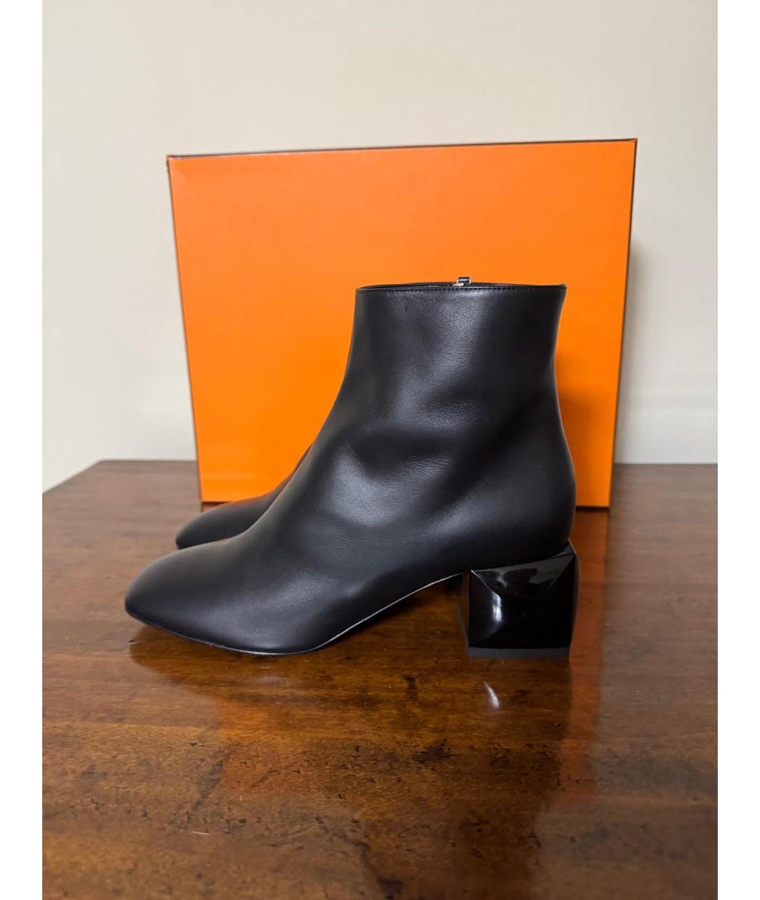 HERMES Черные кожаные ботильоны, фото 5