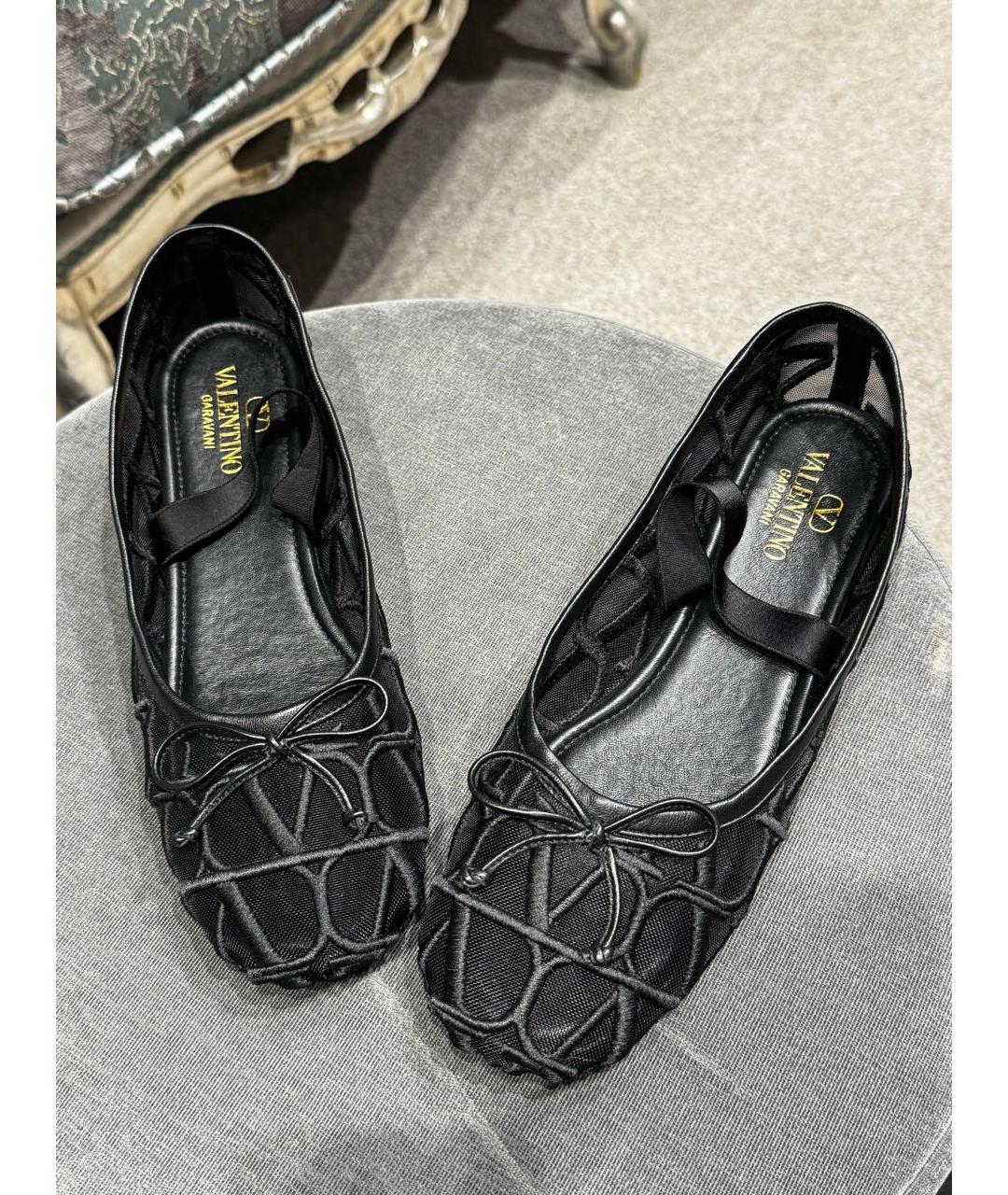 VALENTINO Черные текстильные балетки, фото 2