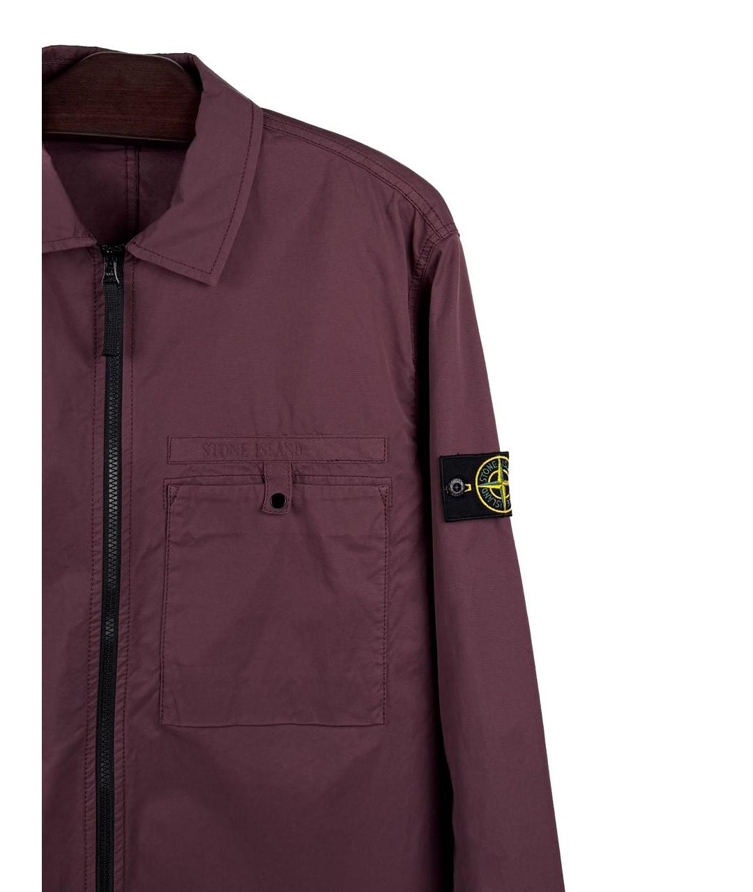 STONE ISLAND Бордовая хлопко-эластановая куртка, фото 4