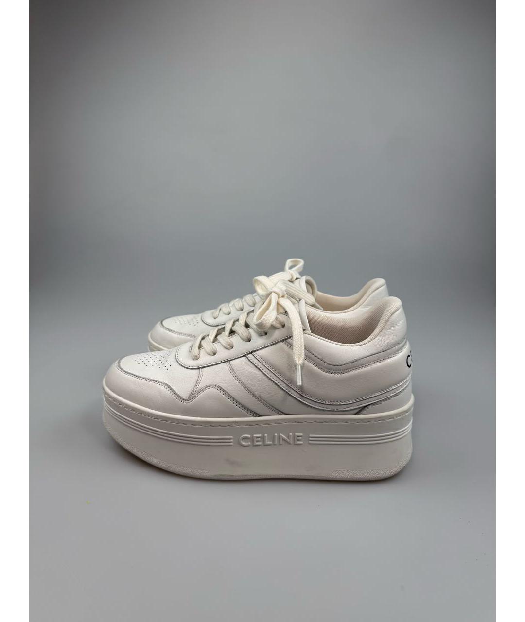 CELINE Белые кожаные кроссовки, фото 4