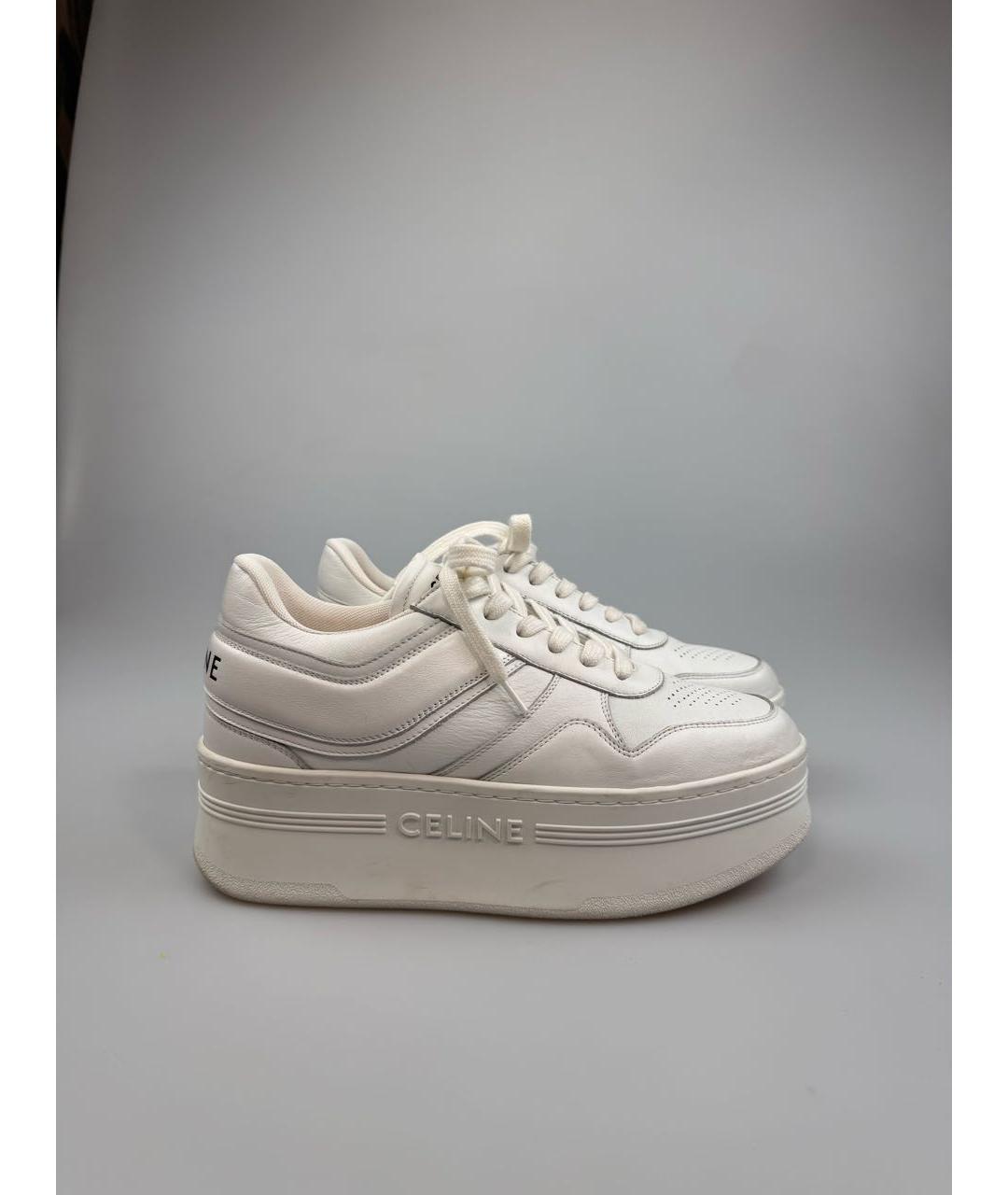 CELINE Белые кожаные кроссовки, фото 6