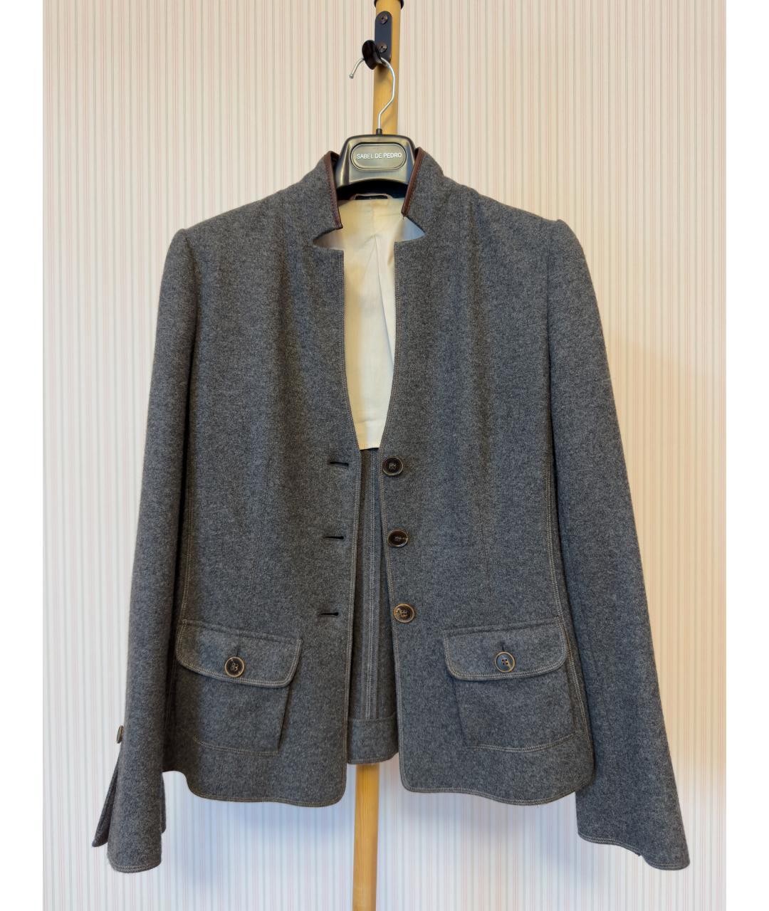 BRUNELLO CUCINELLI Серый шерстяной жакет/пиджак, фото 4