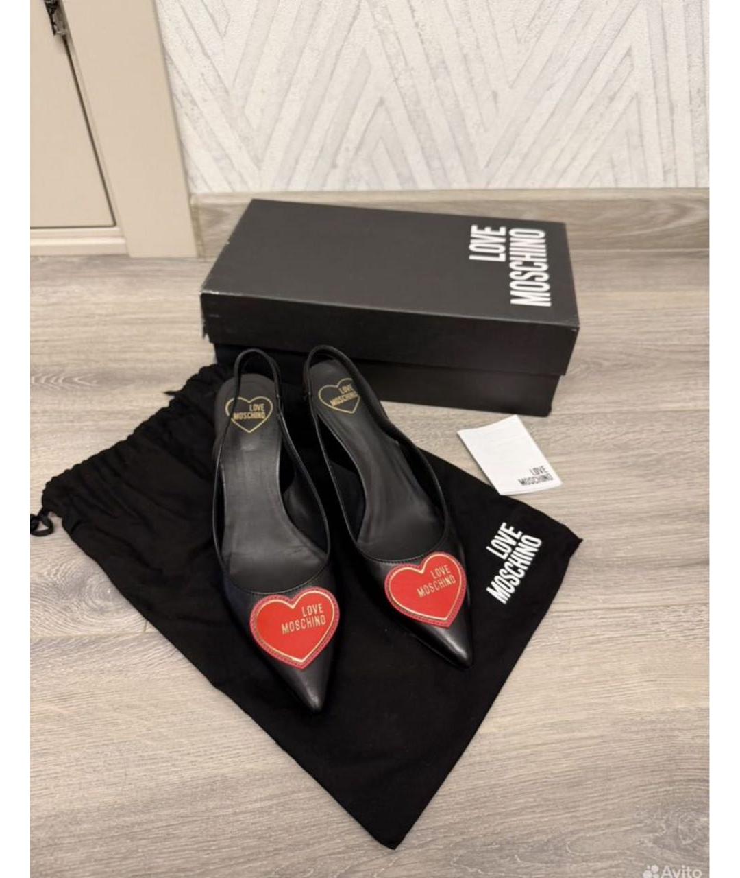 LOVE MOSCHINO Черные кожаные туфли, фото 2