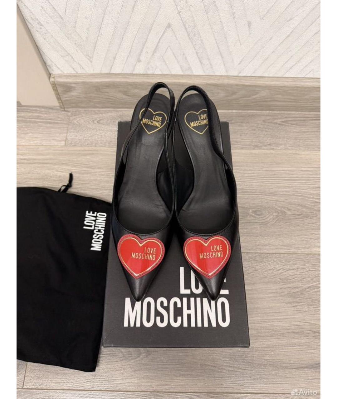 LOVE MOSCHINO Черные кожаные туфли, фото 3