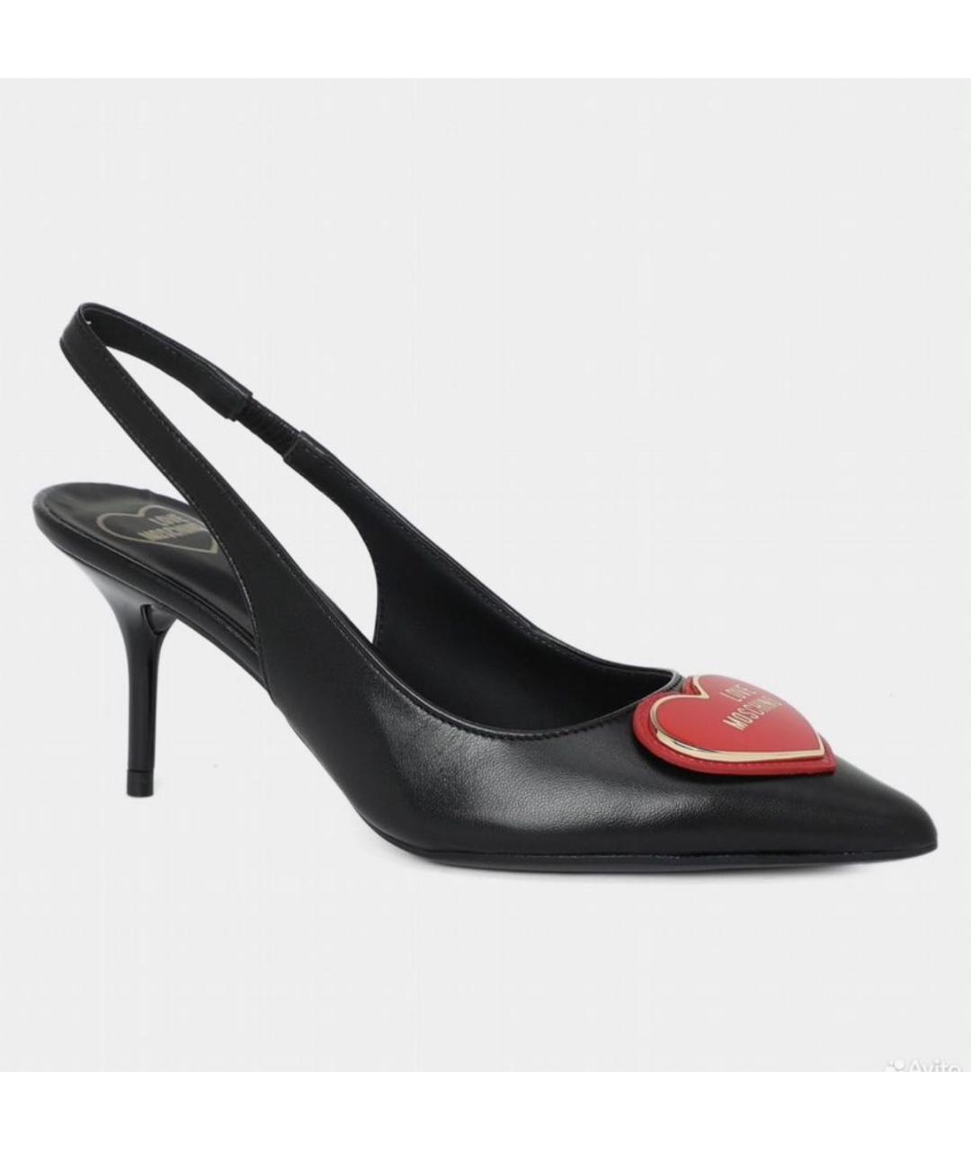 LOVE MOSCHINO Черные кожаные туфли, фото 9