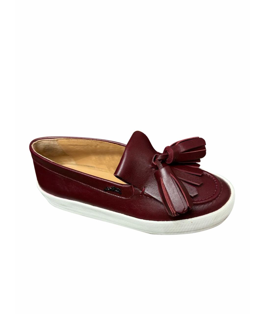 LONGCHAMP Бордовые кожаные лоферы, фото 1