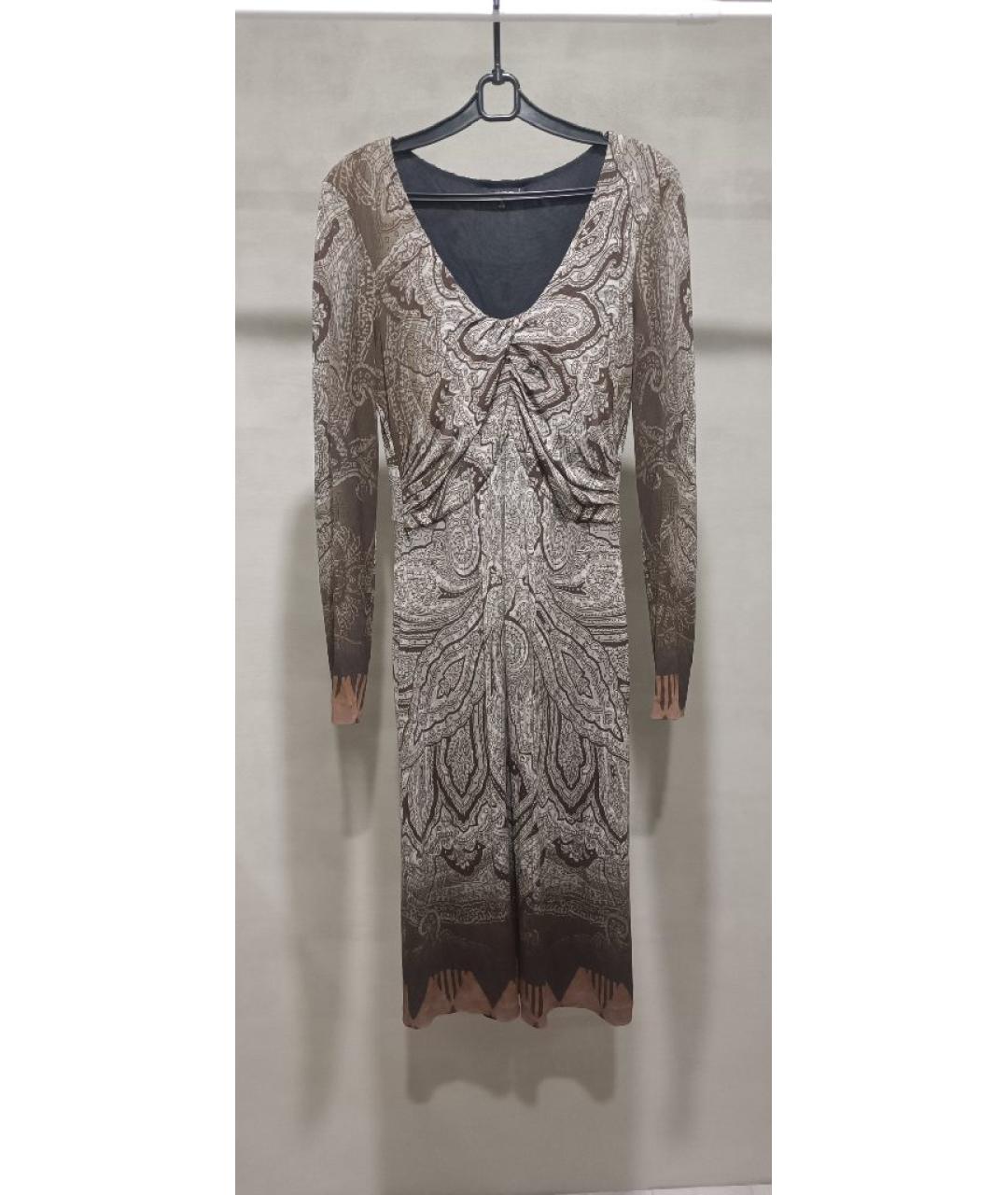 ETRO Коричневое вискозное повседневное платье, фото 6