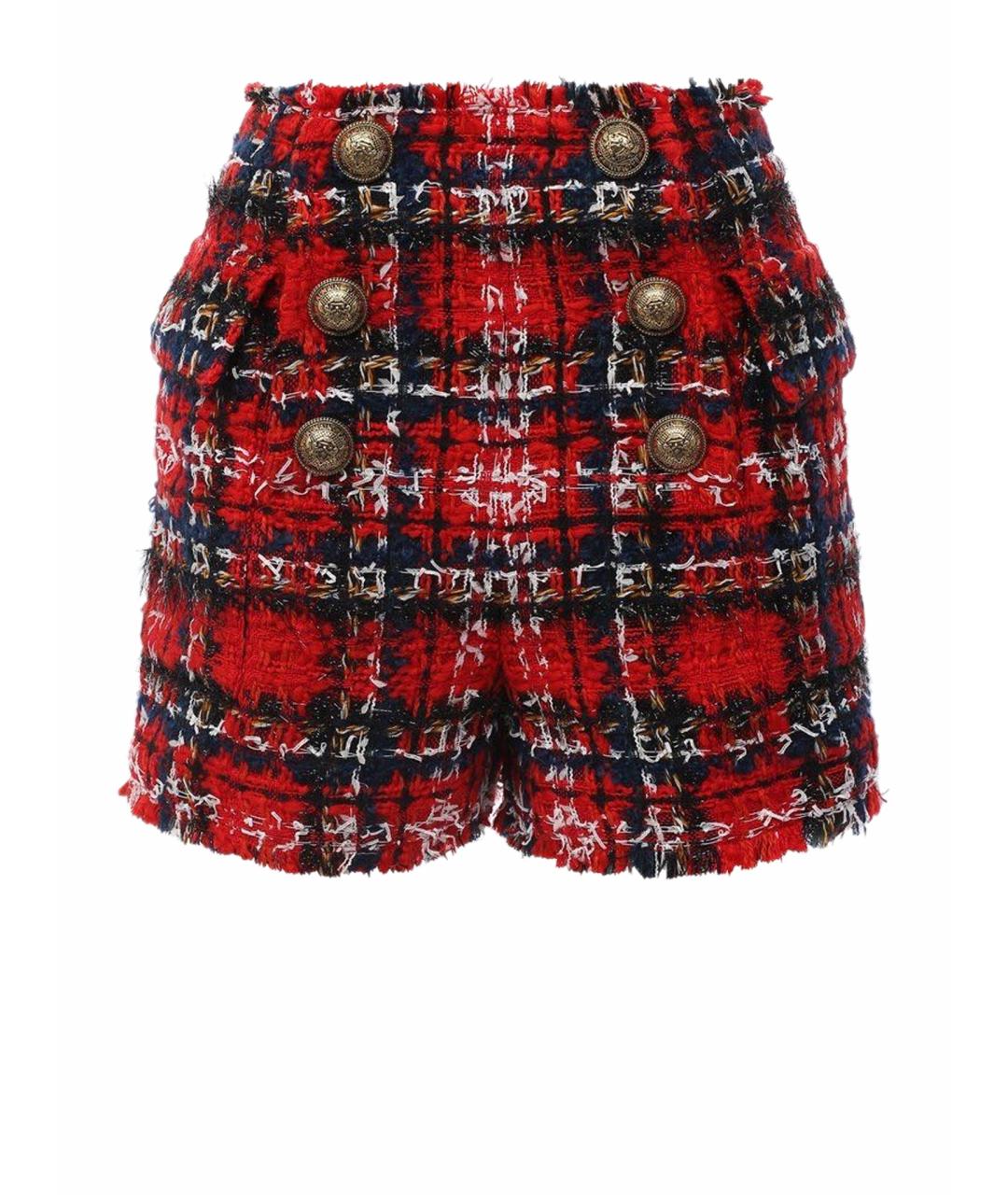 BALMAIN Красные твидовые шорты, фото 1