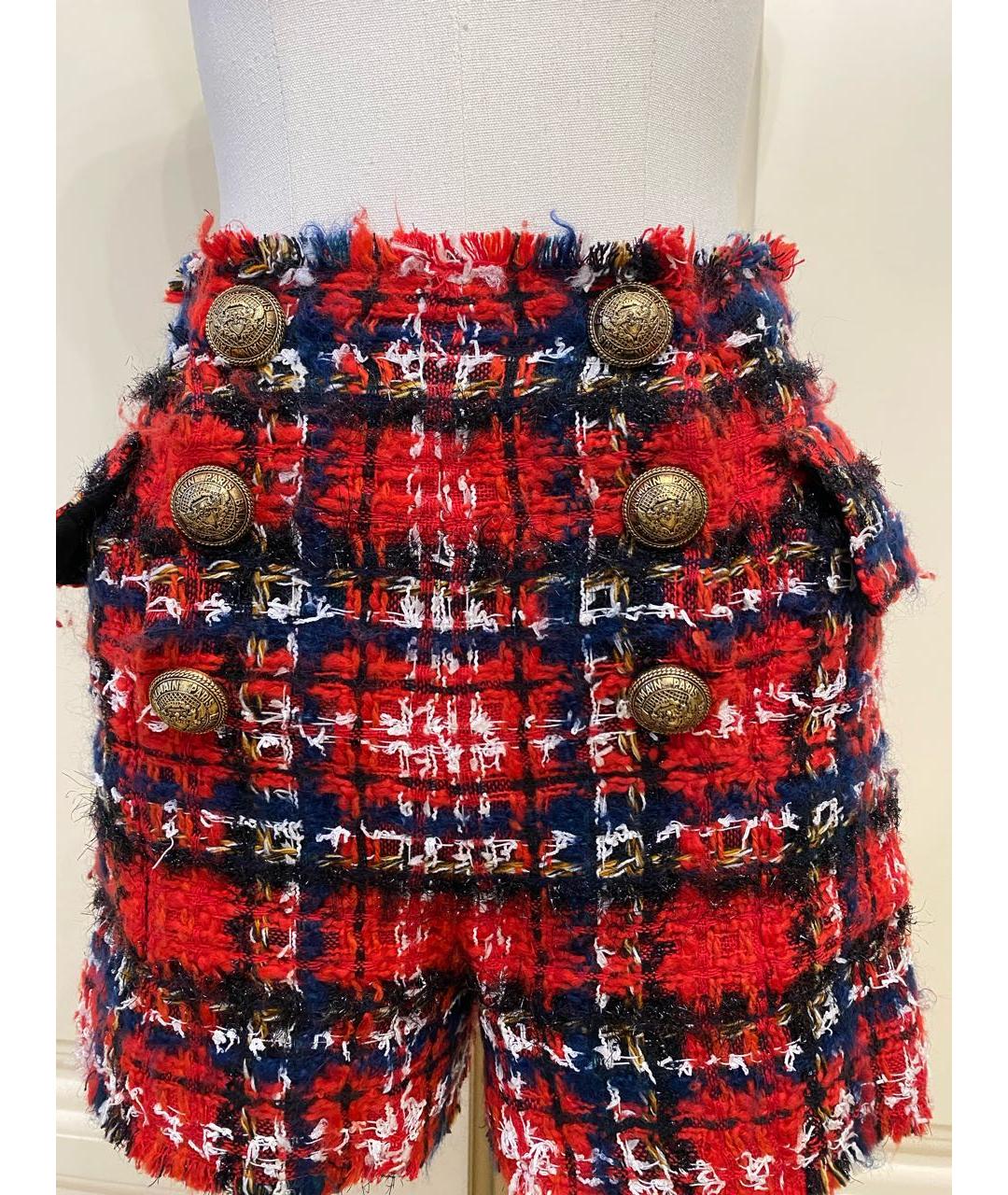 BALMAIN Красные твидовые шорты, фото 4