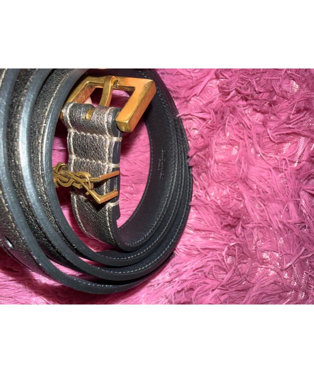 SAINT LAURENT Хаки кожаный ремень, фото 3