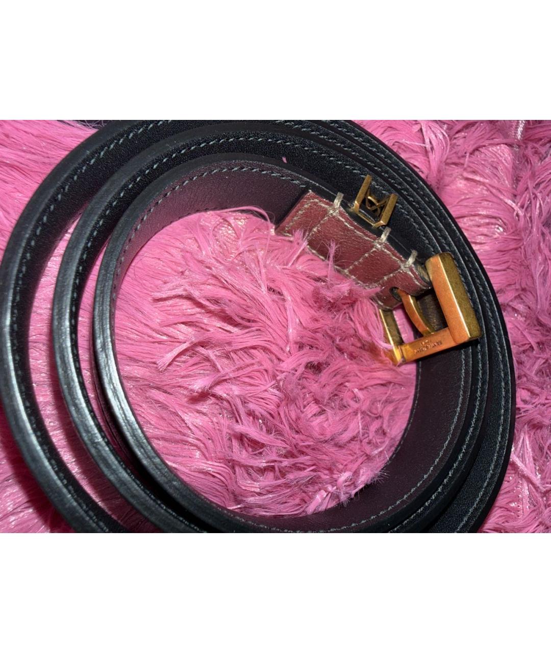 SAINT LAURENT Хаки кожаный ремень, фото 2