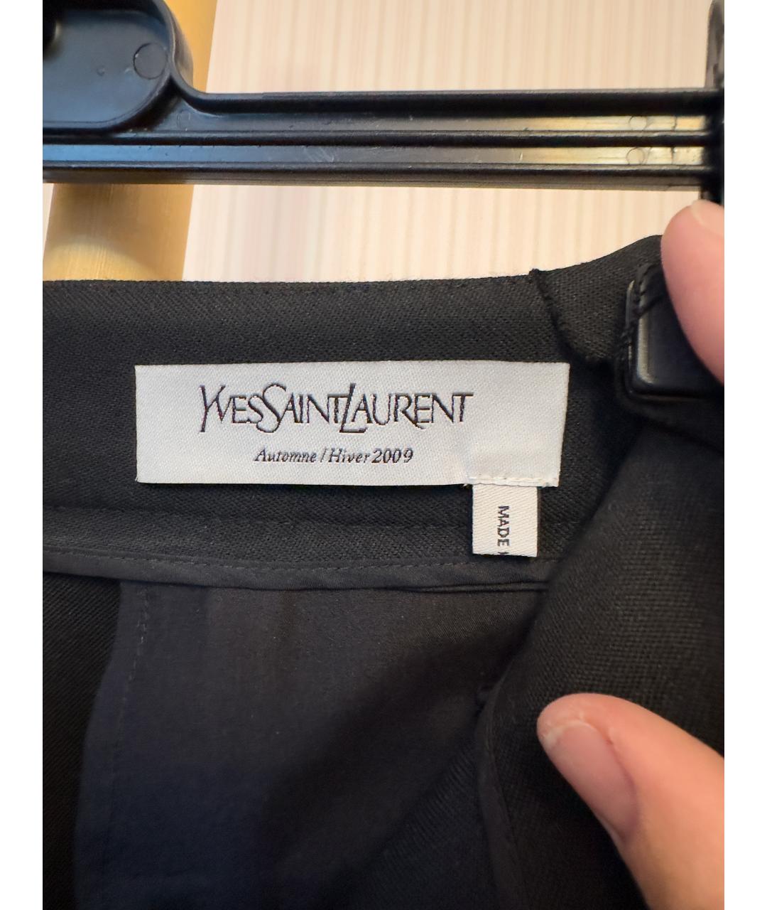 SAINT LAURENT Черные шерстяные брюки широкие, фото 3