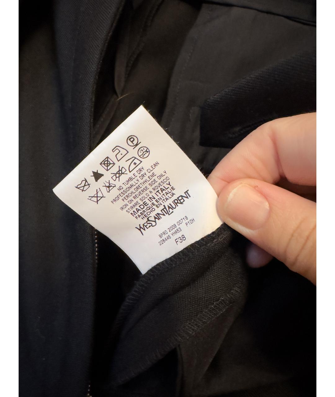 SAINT LAURENT Черные шерстяные брюки широкие, фото 4