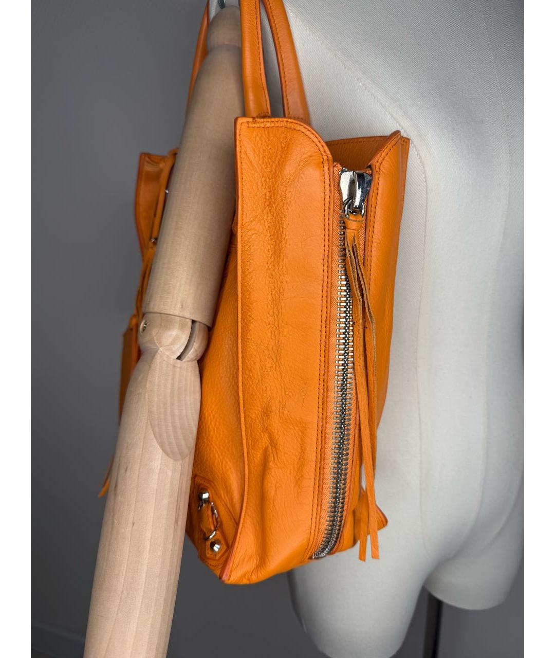 BALENCIAGA Оранжевая кожаная сумка с короткими ручками, фото 4
