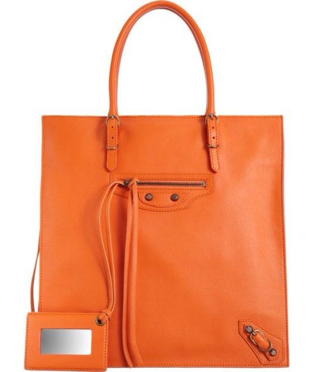BALENCIAGA Оранжевая кожаная сумка с короткими ручками, фото 9