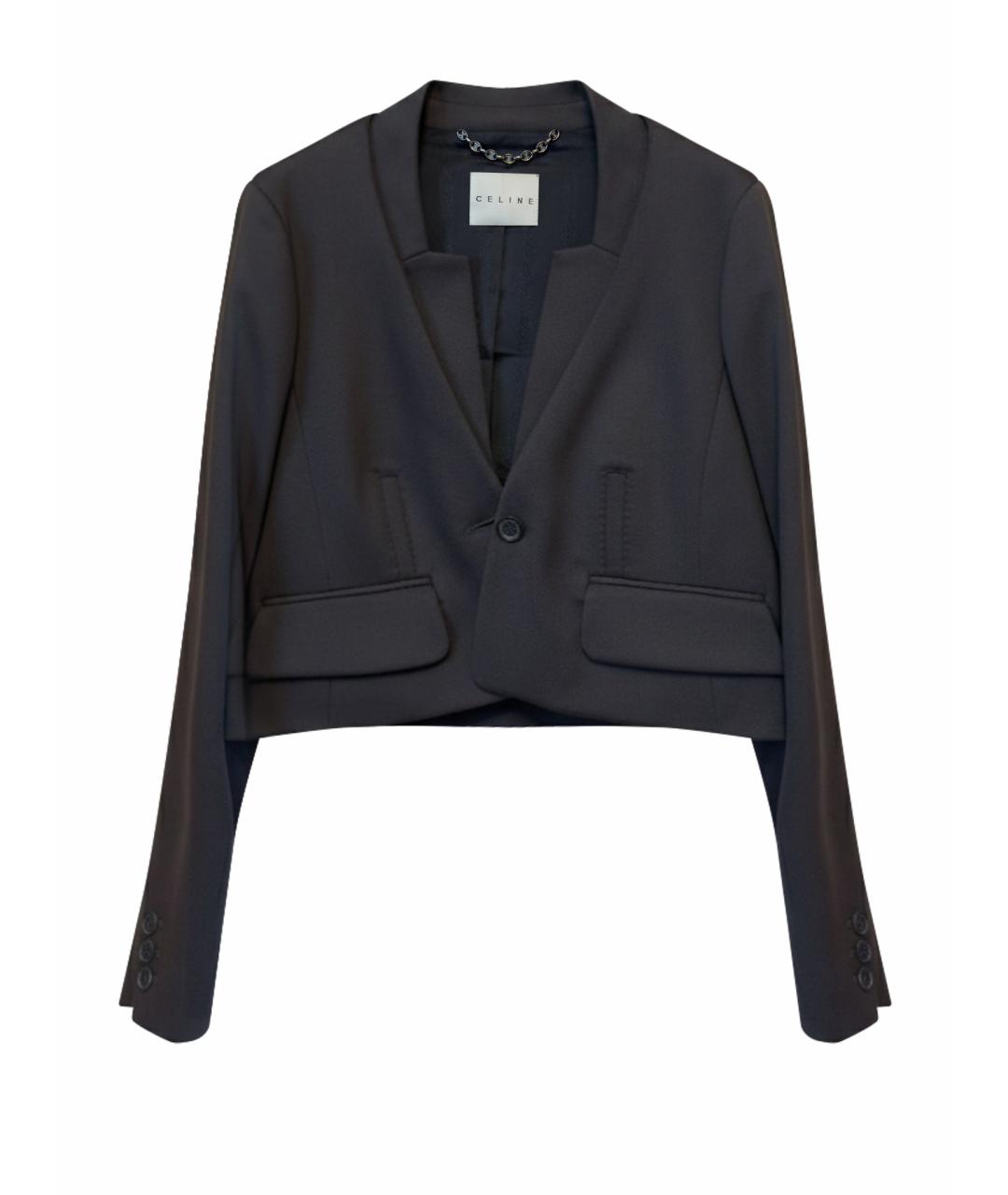 CELINE Черный шерстяной жакет/пиджак, фото 1