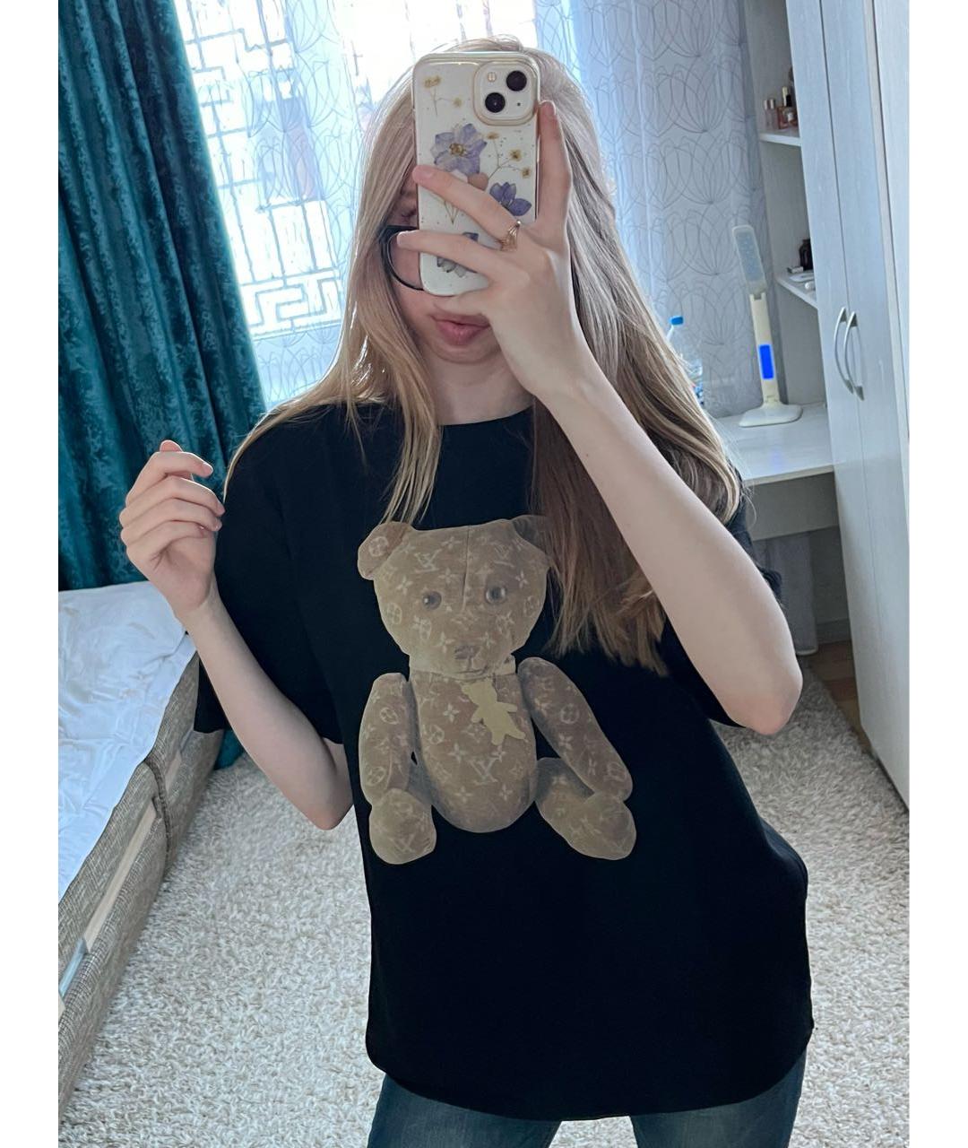 LOUIS VUITTON Черная хлопковая футболка, фото 4