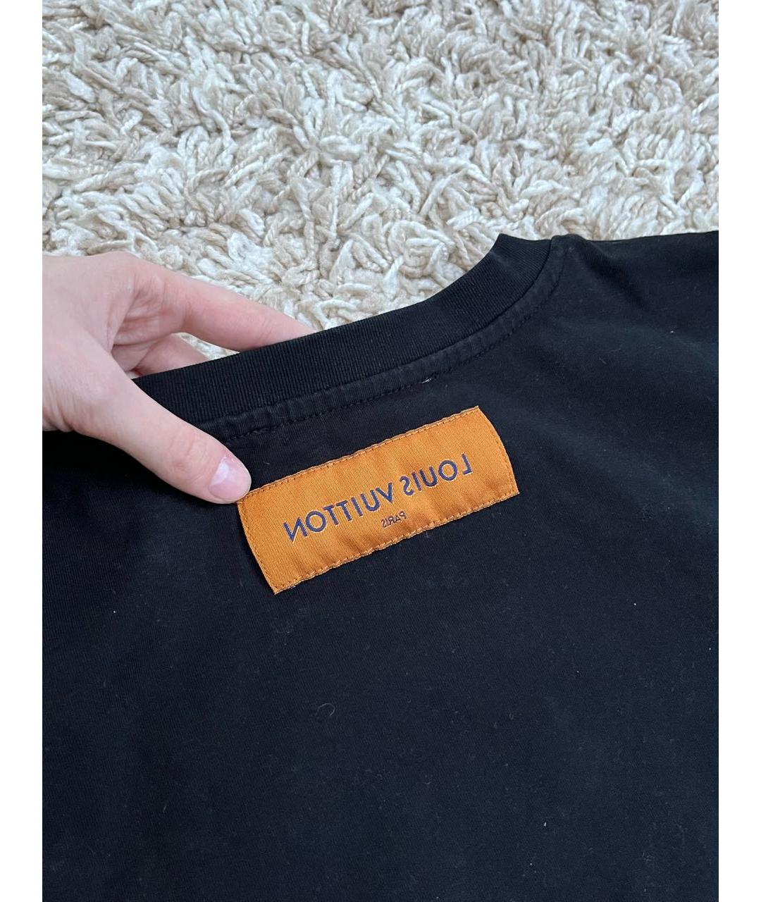 LOUIS VUITTON Черная хлопковая футболка, фото 5