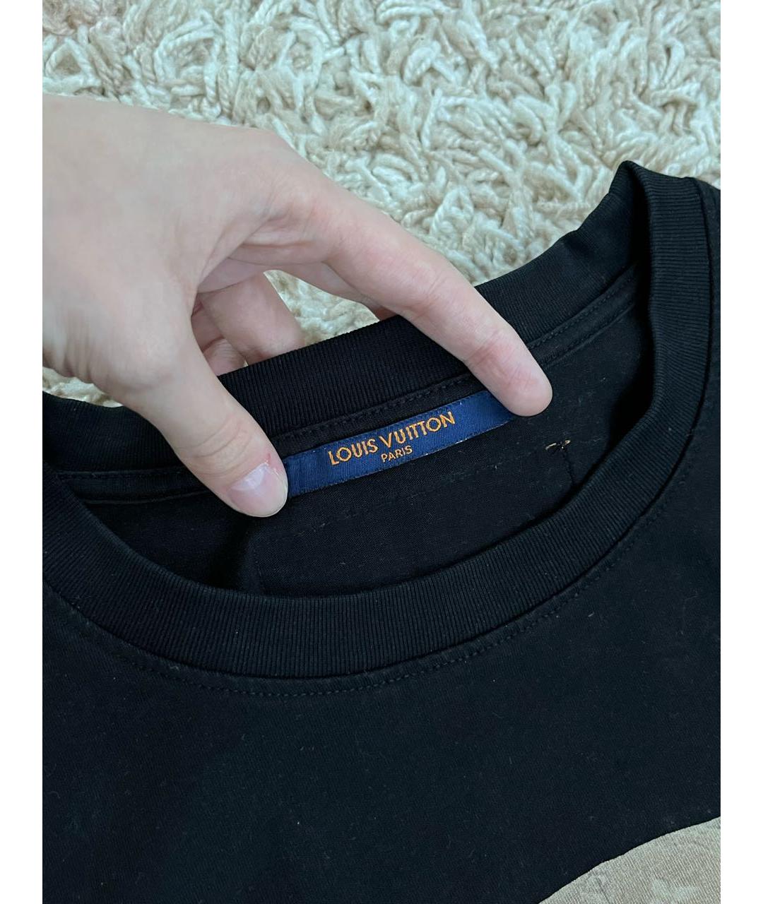 LOUIS VUITTON Черная хлопковая футболка, фото 2
