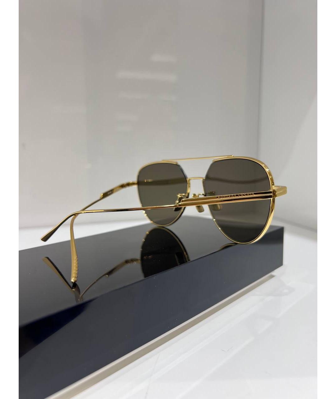 BOTTEGA VENETA Золотые металлические солнцезащитные очки, фото 4