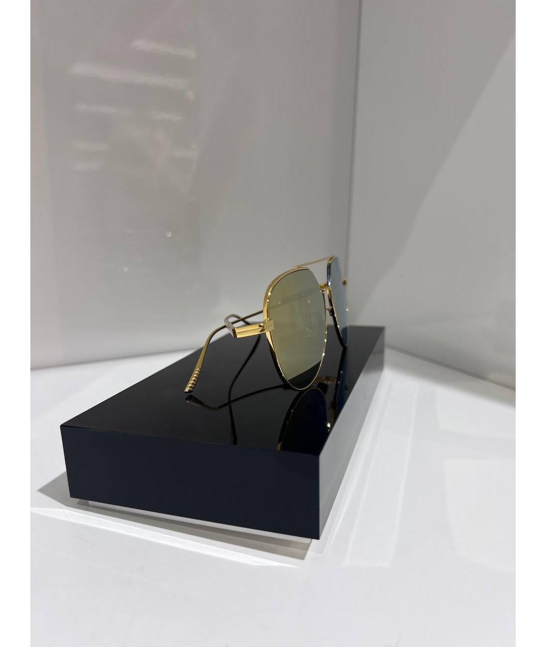 BOTTEGA VENETA Золотые металлические солнцезащитные очки, фото 3