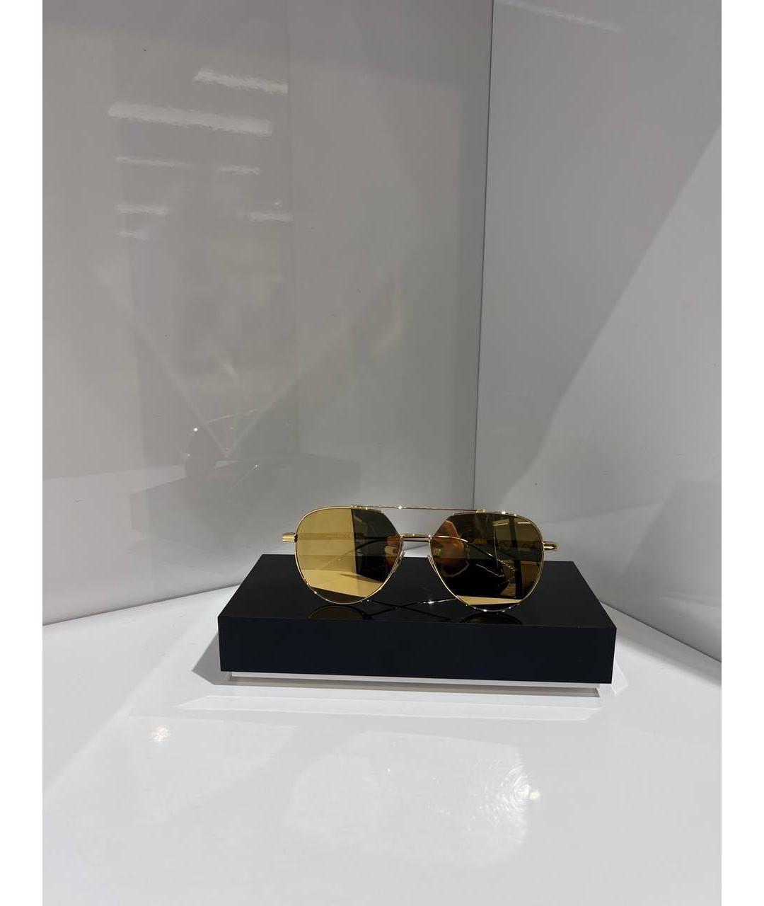 BOTTEGA VENETA Золотые металлические солнцезащитные очки, фото 2