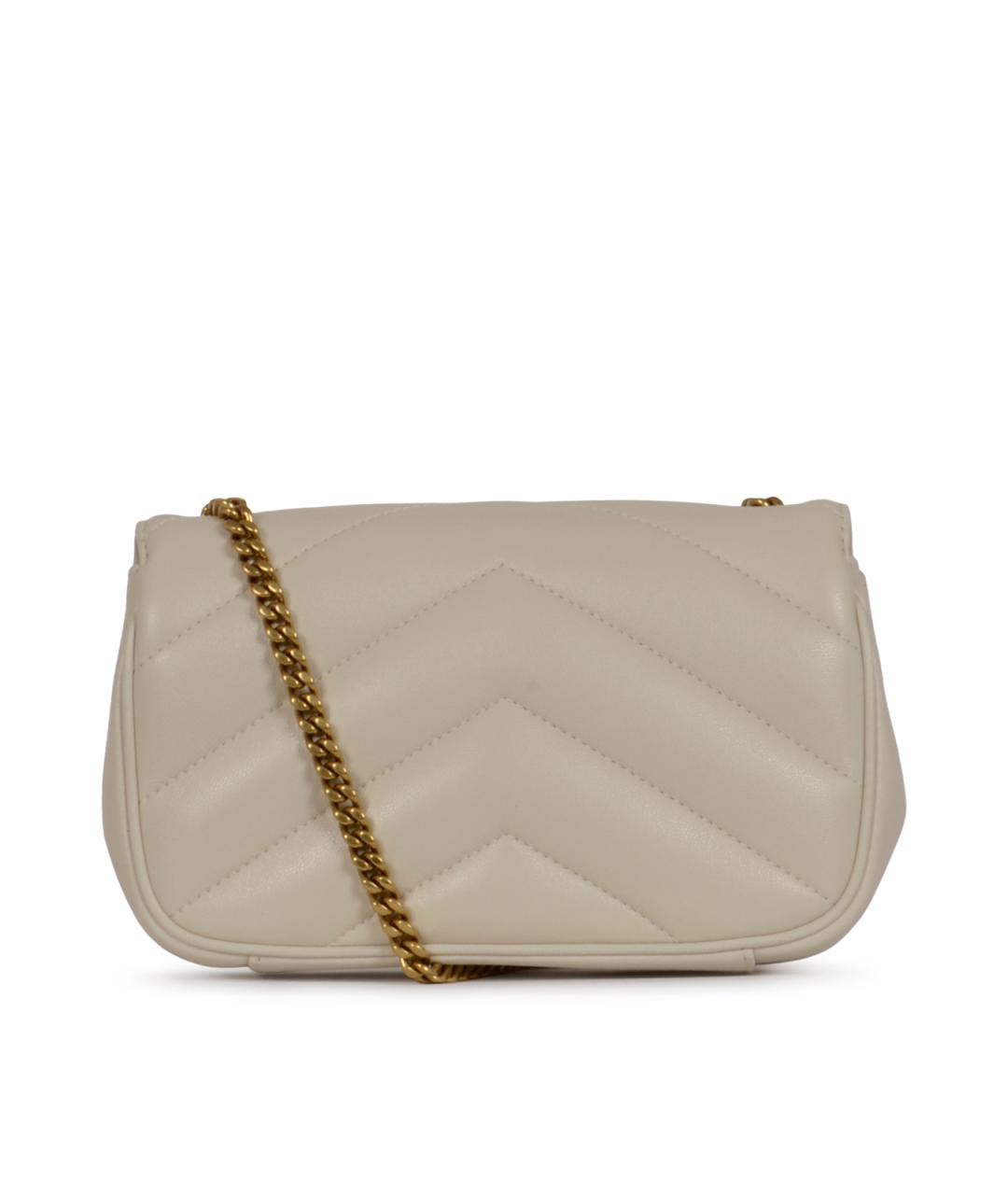 SAINT LAURENT Бежевая кожаная сумка через плечо, фото 3