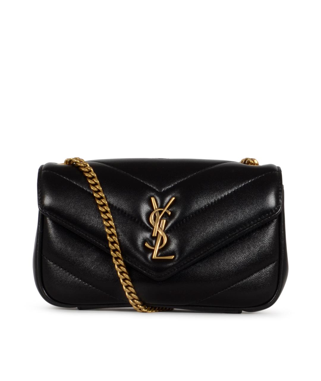 SAINT LAURENT Черная кожаная сумка через плечо, фото 1