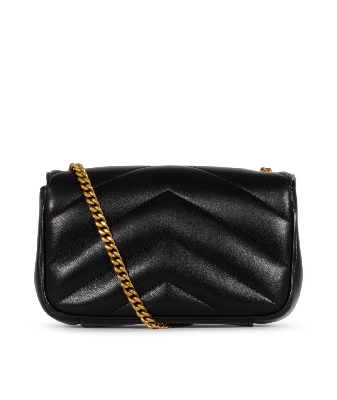 SAINT LAURENT Черная кожаная сумка через плечо, фото 3