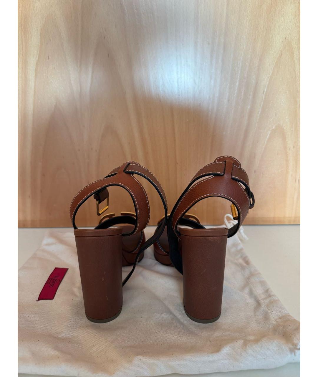 VALENTINO Коричневые кожаные босоножки, фото 4