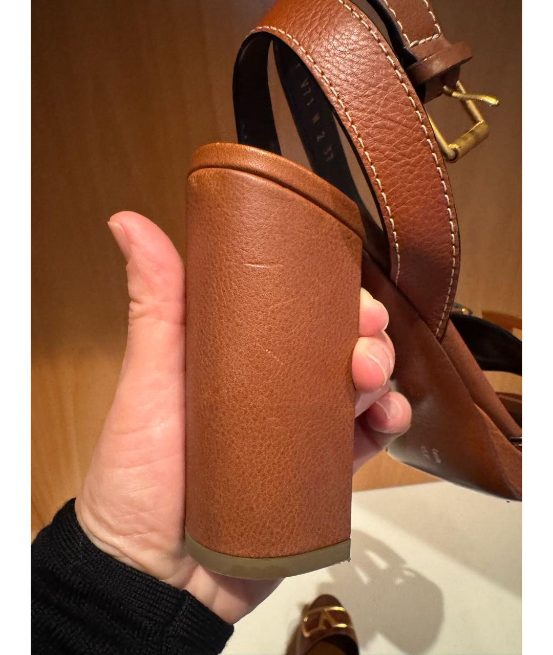 VALENTINO Коричневые кожаные босоножки, фото 7