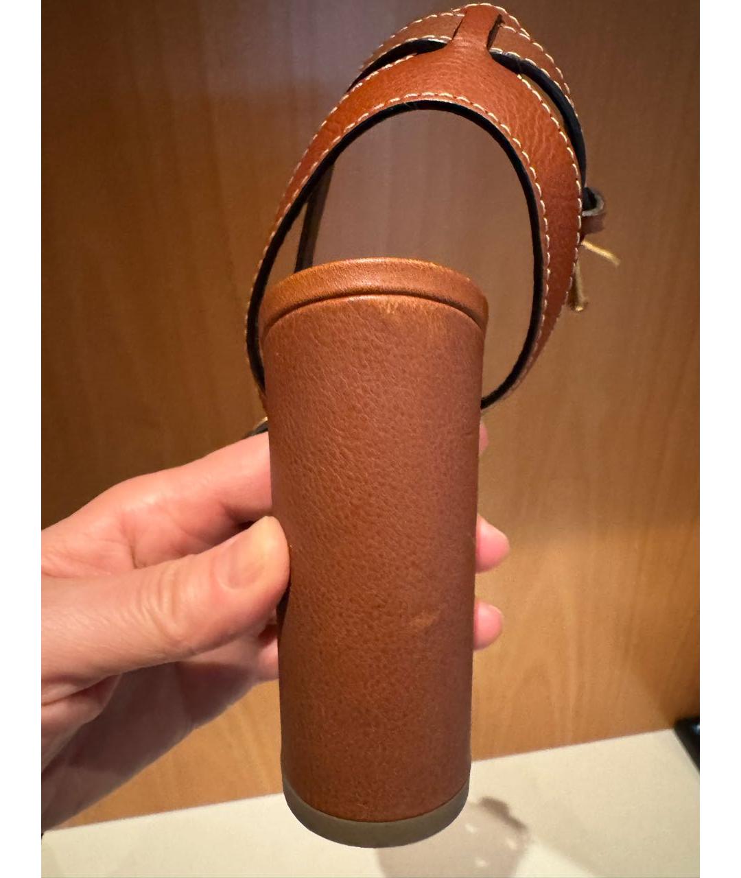 VALENTINO Коричневые кожаные босоножки, фото 6