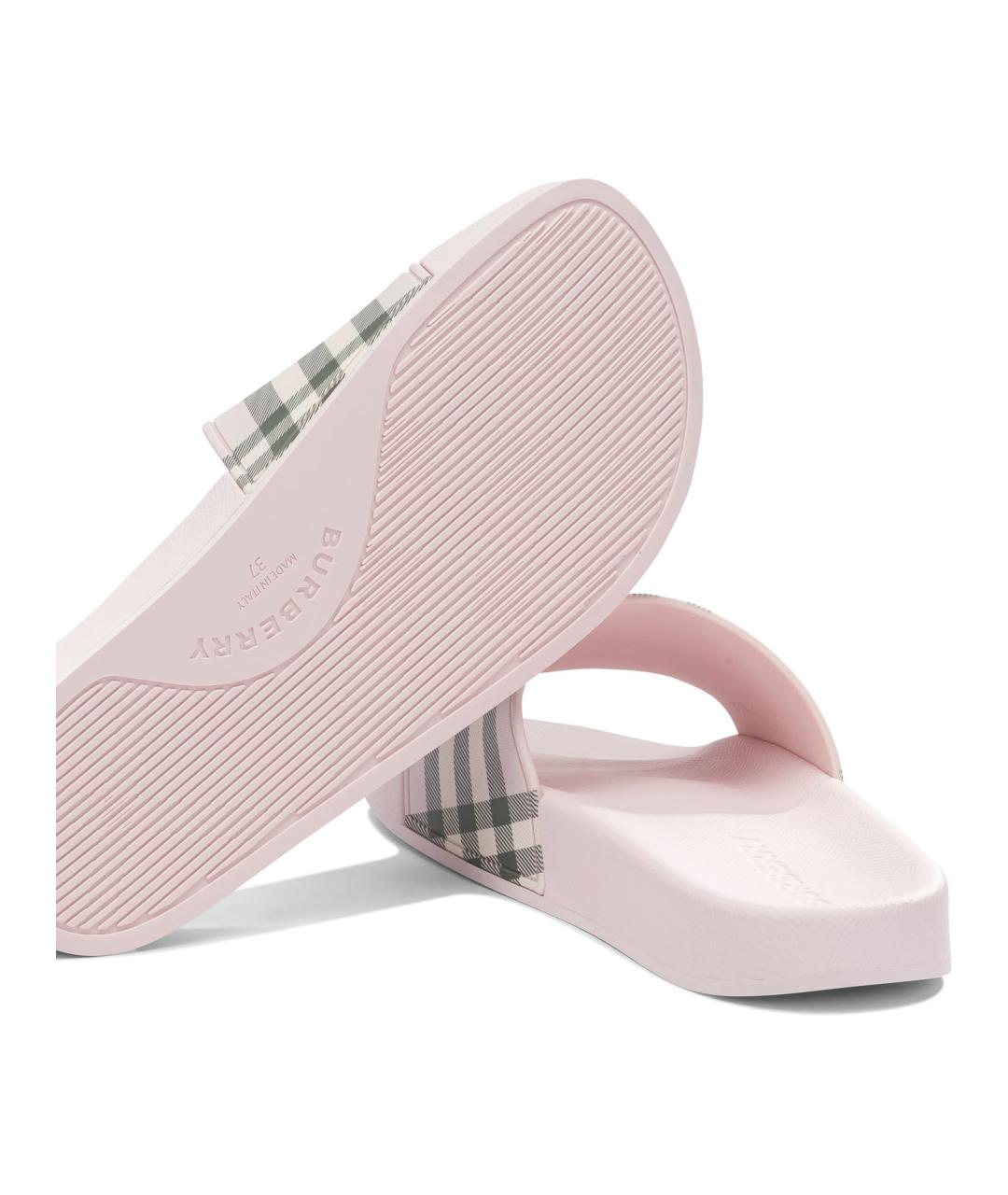 BURBERRY Розовые резиновые шлепанцы, фото 5