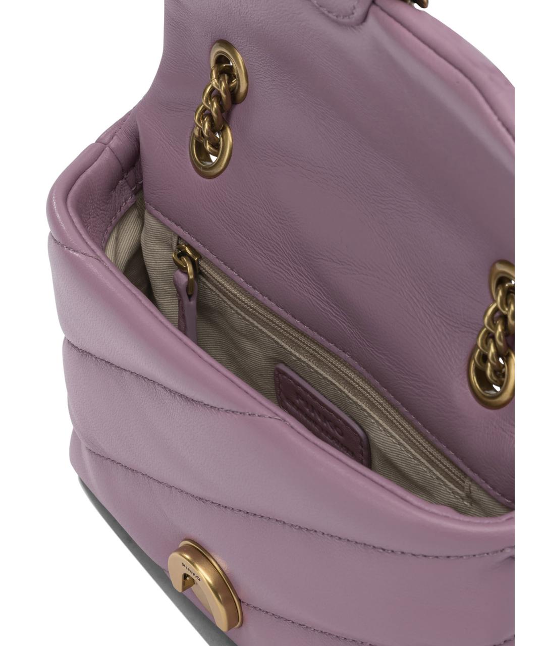 PINKO Фиолетовая кожаная сумка через плечо, фото 5