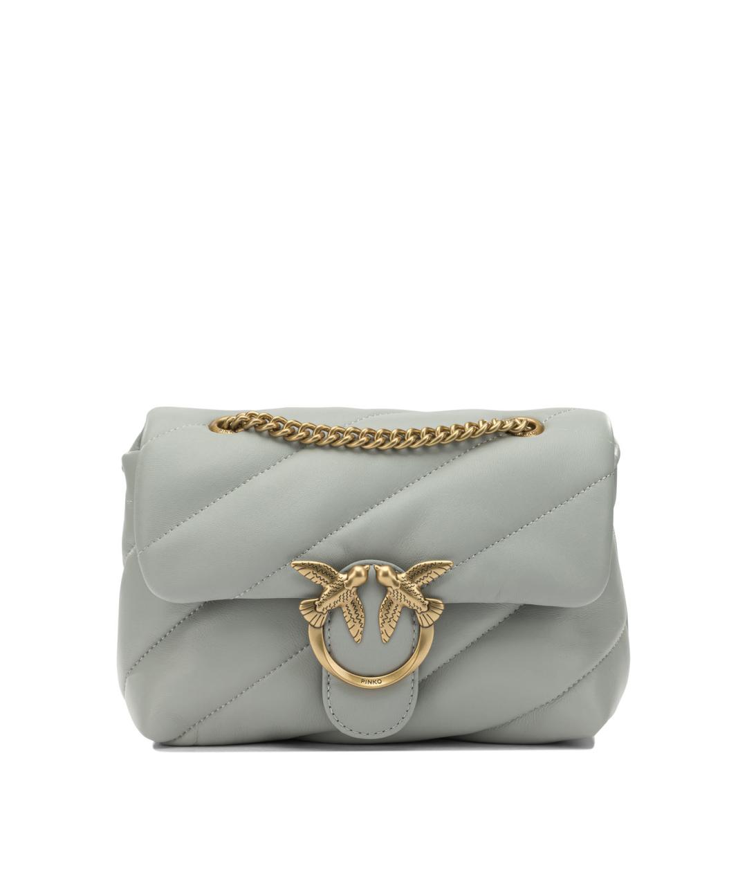 PINKO Серая кожаная сумка через плечо, фото 1