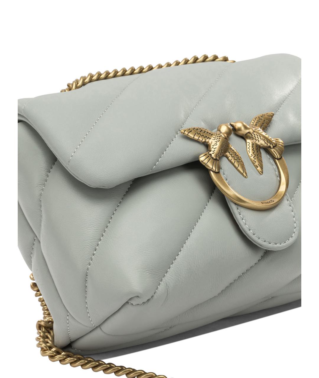 PINKO Серая кожаная сумка через плечо, фото 4