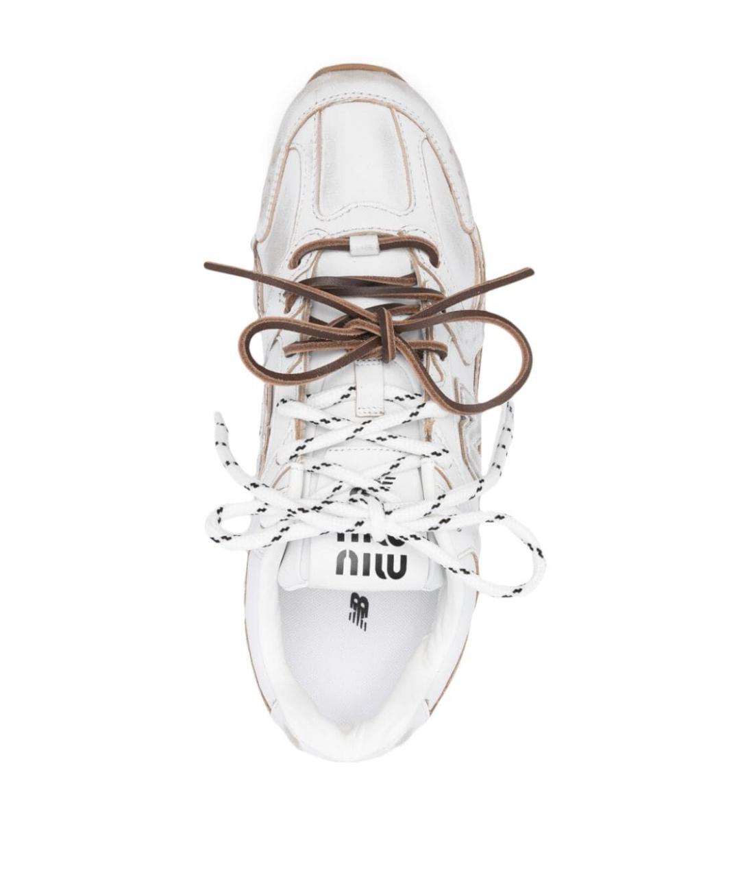 MIU MIU Белые кожаные кроссовки, фото 4
