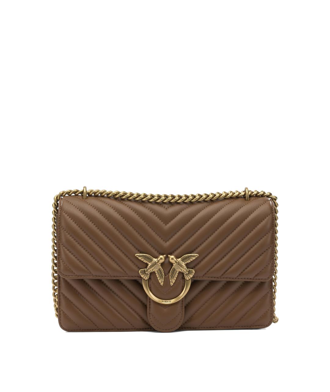 PINKO Коричневая кожаная сумка через плечо, фото 1