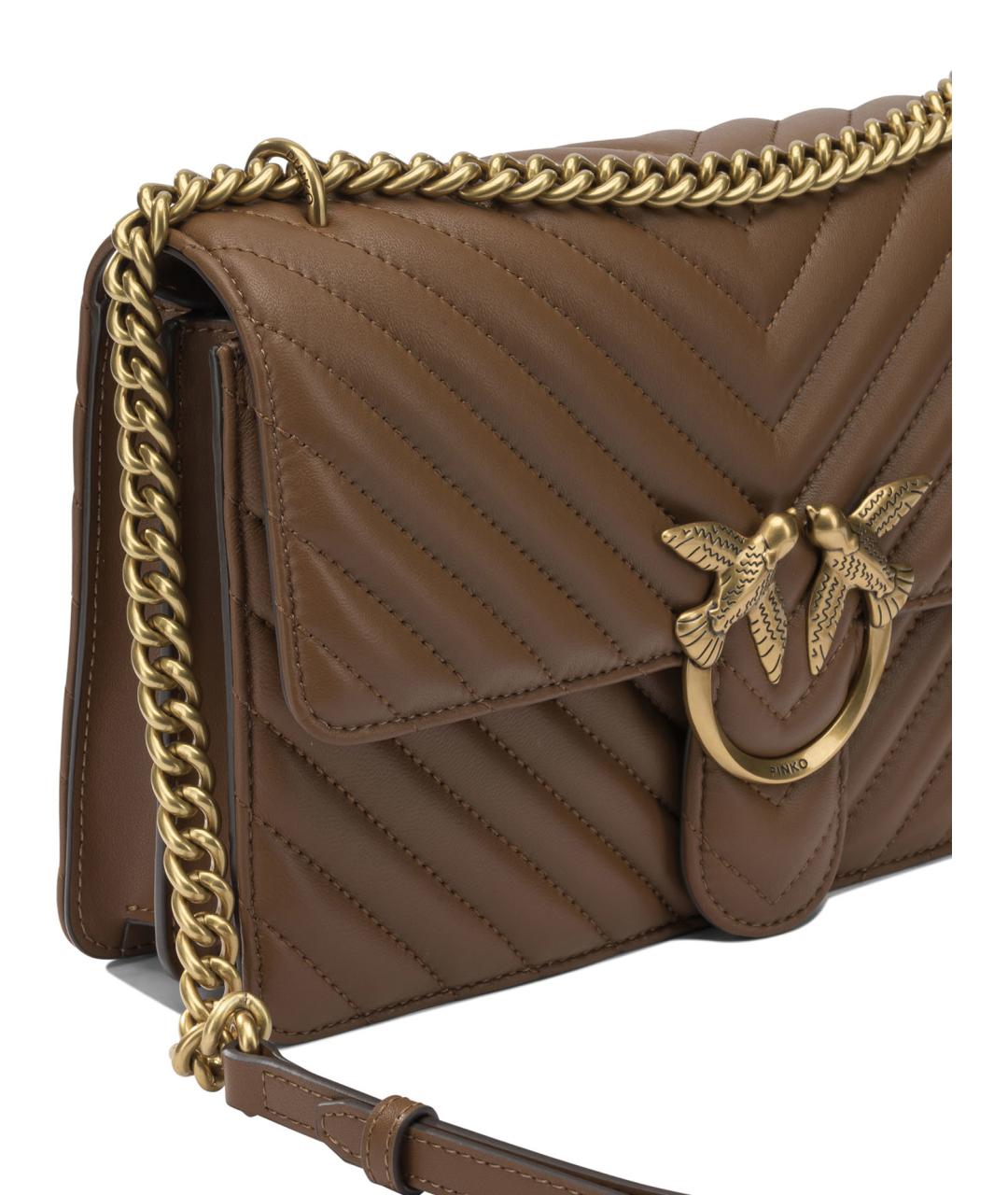 PINKO Коричневая кожаная сумка через плечо, фото 4
