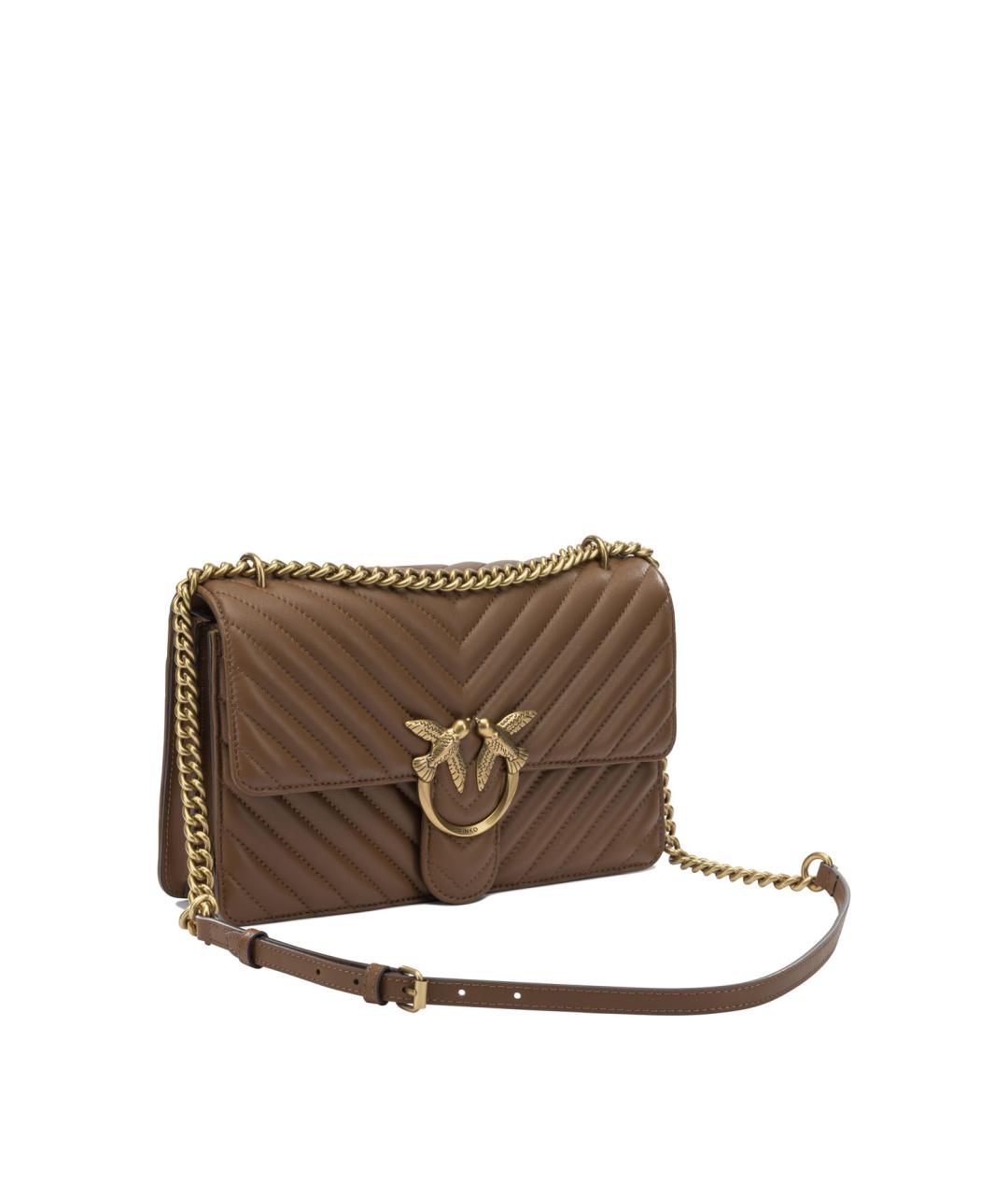 PINKO Коричневая кожаная сумка через плечо, фото 2