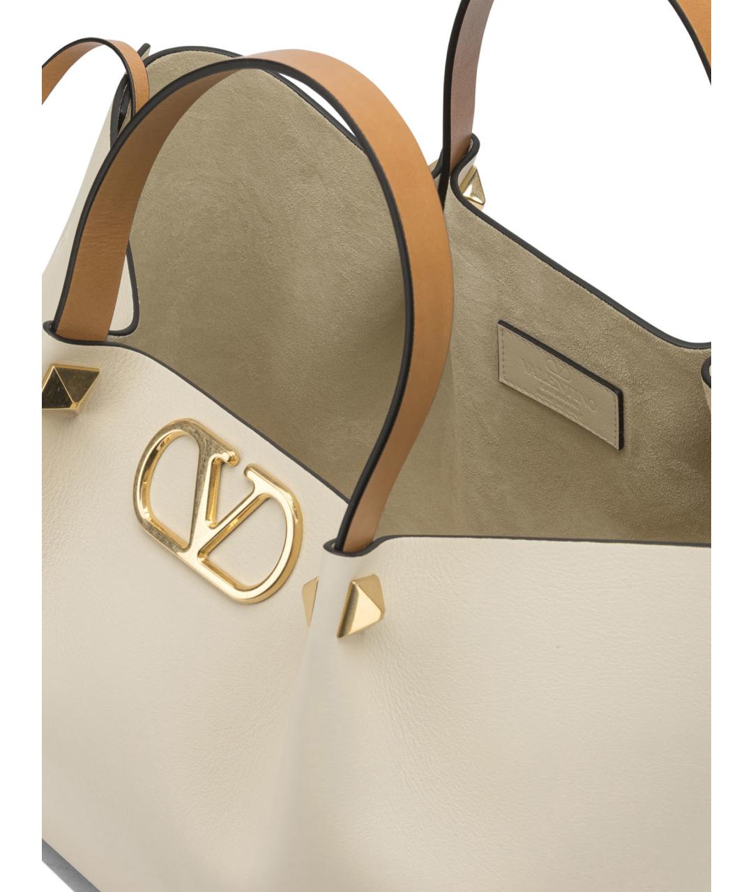 VALENTINO Белая кожаная сумка тоут, фото 5